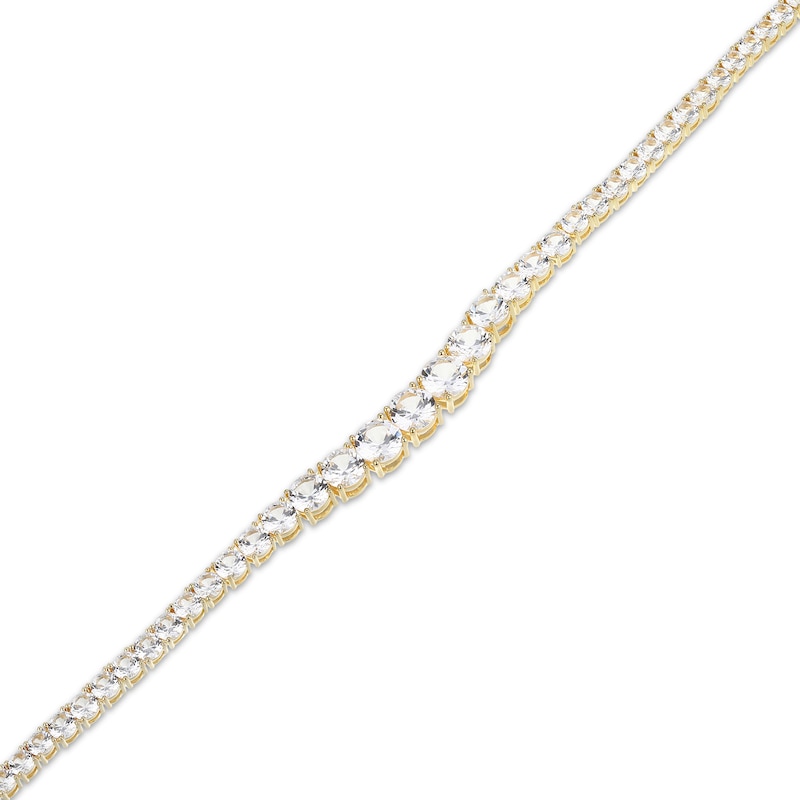 Main Image 3 of White Lab-Created Sapphire Graduated Line Necklace 18K Yellow Gold-Plated Sterling Silver 17&quot;