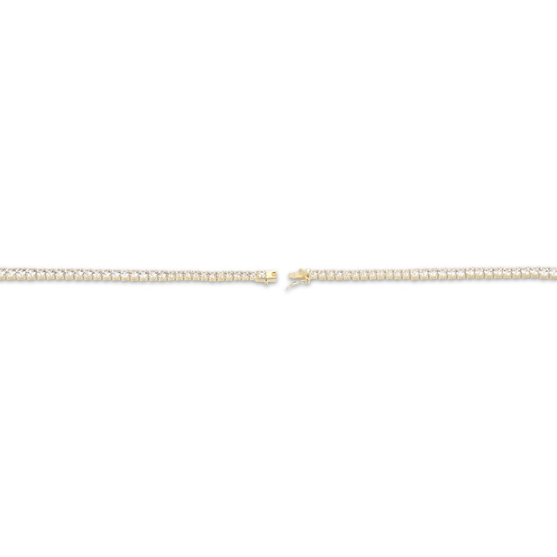 Main Image 4 of White Lab-Created Sapphire Graduated Line Necklace 18K Yellow Gold-Plated Sterling Silver 17&quot;