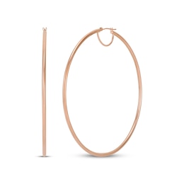 Tube Hoop Earrings 10K Rose Gold 70mm