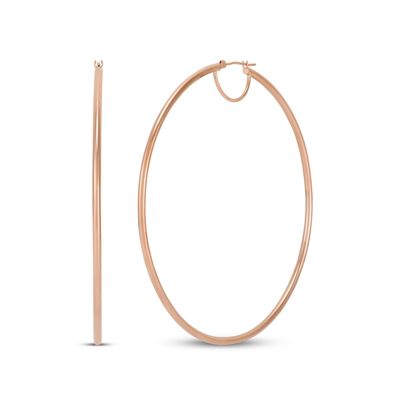 Main Image 1 of Tube Hoop Earrings 10K Rose Gold 70mm