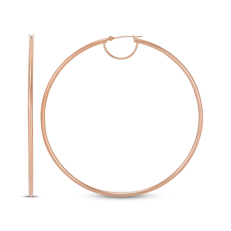 Main Image 3 of Tube Hoop Earrings 10K Rose Gold 70mm