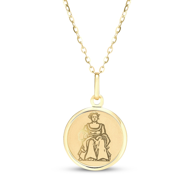 Main Image 1 of Zodiac Virgo Medallion Necklace 14K Yellow Gold 18&quot;