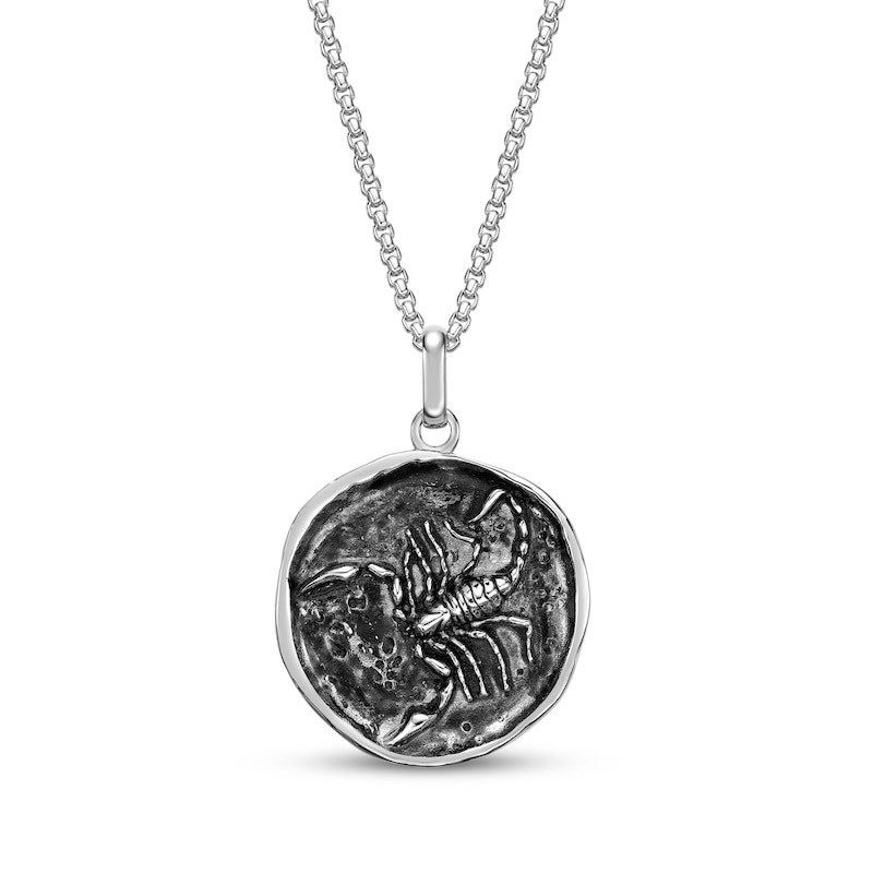 Main Image 1 of Men's Antique-Finish Scorpion Pendant Necklace Stainless Steel 24&quot;