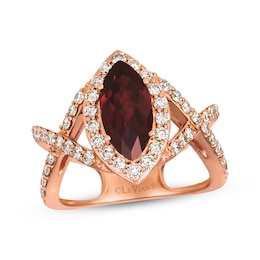 Le Vian Marquise-Cut Garnet Ring 7/8 ct tw Diamonds 14K Strawberry Gold