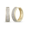 Thumbnail Image 1 of Diamond Pavé Two-Row Huggie Hoop Earrings 1/4 ct tw 10K Yellow Gold