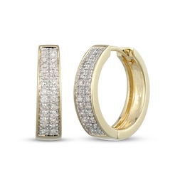 Diamond Pavé Two-Row Huggie Hoop Earrings 1/4 ct tw 10K Yellow Gold