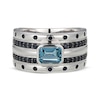 Thumbnail Image 3 of Men's Emerald-Cut London Blue Topaz & Black Lab-Created Sapphire Ring Sterling Silver