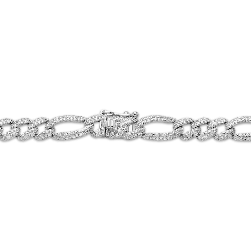 Main Image 3 of Men's Diamond Figaro Chain Necklace 2-3/4 ct tw Sterling Silver 20&quot;