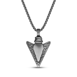 Men's Arrowhead Necklace Matte Stainless Steel 24&quot;