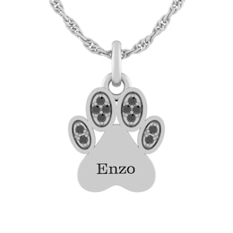 Children's Dog Paw with Black Diamonds Necklace