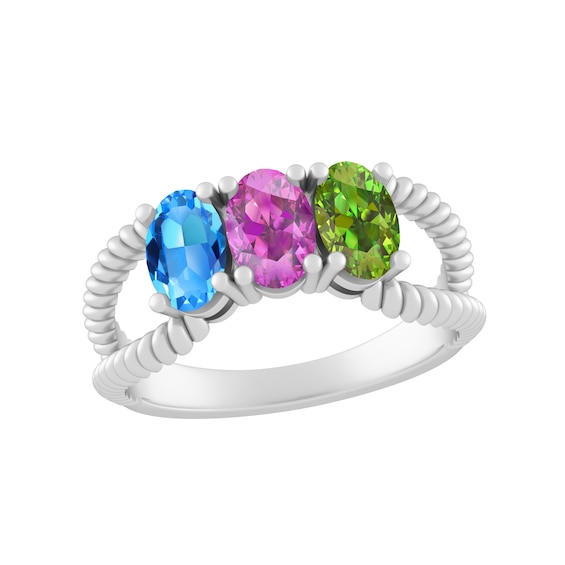 Color Stone Family Ring