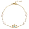 Thumbnail Image 1 of Children's Blue Cubic Zirconia & Cultured Pearl Crown Bracelet 14K Yellow Gold 6&quot;