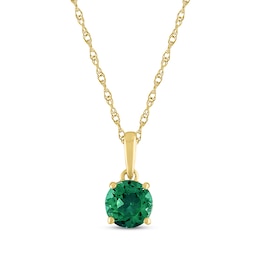 Lab-Created Emerald Solitaire Necklace 10K Yellow Gold 18&quot;