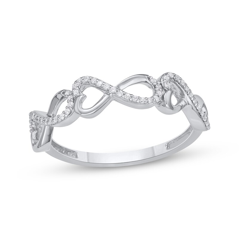 Main Image 1 of Diamond Heart Infinity Ring 1/6 ct tw Sterling Silver