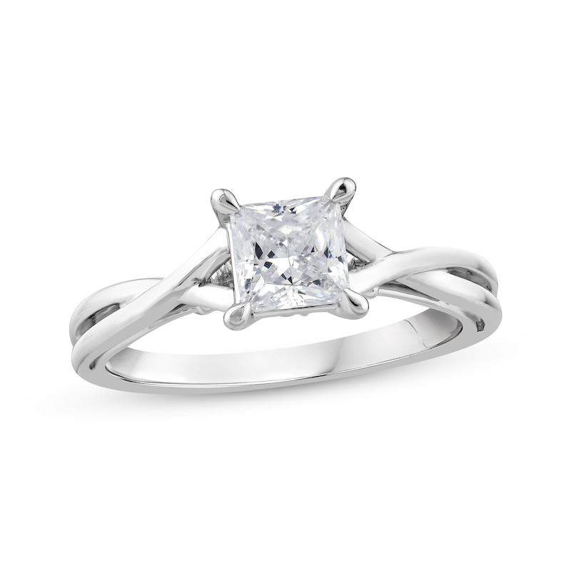 Main Image 1 of XO from KAY Princess-Cut Diamond Solitaire Ring 1 ct tw 14K White Gold (I/I2)