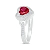 Thumbnail Image 2 of Heart-Shaped Lab-Created Ruby & White Lab-Created Sapphire Buckle Ring Sterling Silver