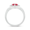 Thumbnail Image 3 of Heart-Shaped Lab-Created Ruby & White Lab-Created Sapphire Buckle Ring Sterling Silver