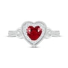 Thumbnail Image 4 of Heart-Shaped Lab-Created Ruby & White Lab-Created Sapphire Buckle Ring Sterling Silver