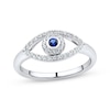 Thumbnail Image 1 of Blue & White Lab-Created Sapphire Evil Eye Ring Sterling Silver