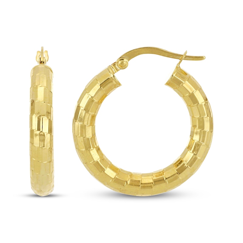 Main Image 3 of Italian Brilliance Diamond-Cut Disco Hoop Earrings 14K Yellow Gold 15mm