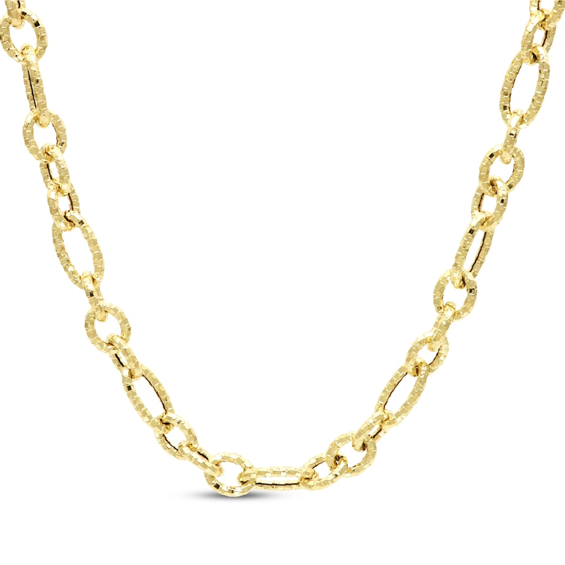Hollow Figaro Chain Necklace 14K Yellow Gold 18