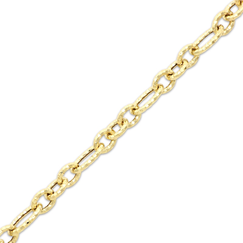 Main Image 2 of Italian Brilliance Hollow Diamond-Cut Figaro Chain Necklace 14K Yellow Gold 18&quot;