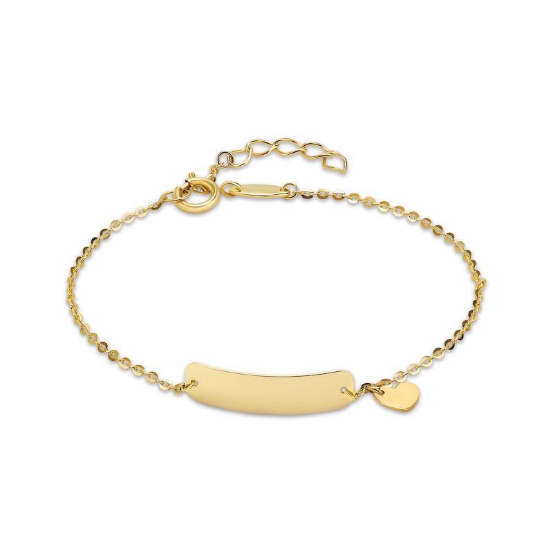 Main Image 1 of Children's ID Tag & Heart Bracelet 14K Yellow Gold 5.5&quot;