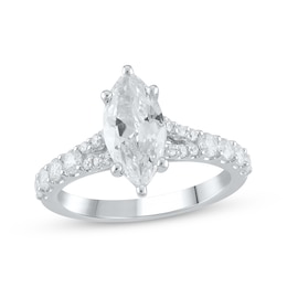 Lab-Grown Diamonds Marquise-Cut Engagement Ring 2 ct tw 14K White Gold