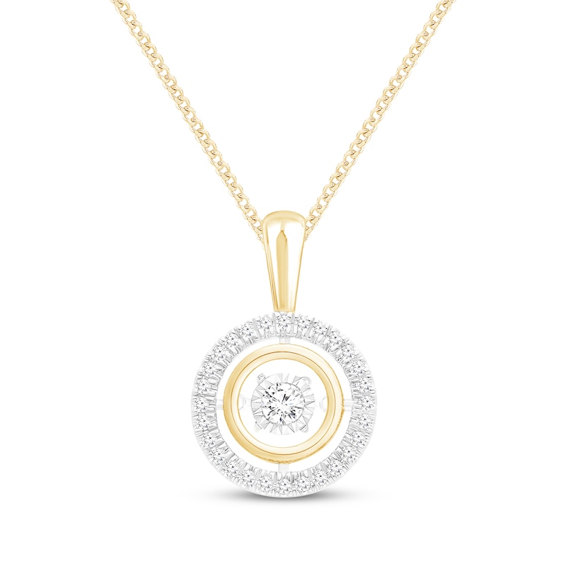 Main Image 1 of Unstoppable Love Diamond Double-Frame Necklace 1/4 ct tw 10K Yellow Gold 19&quot;