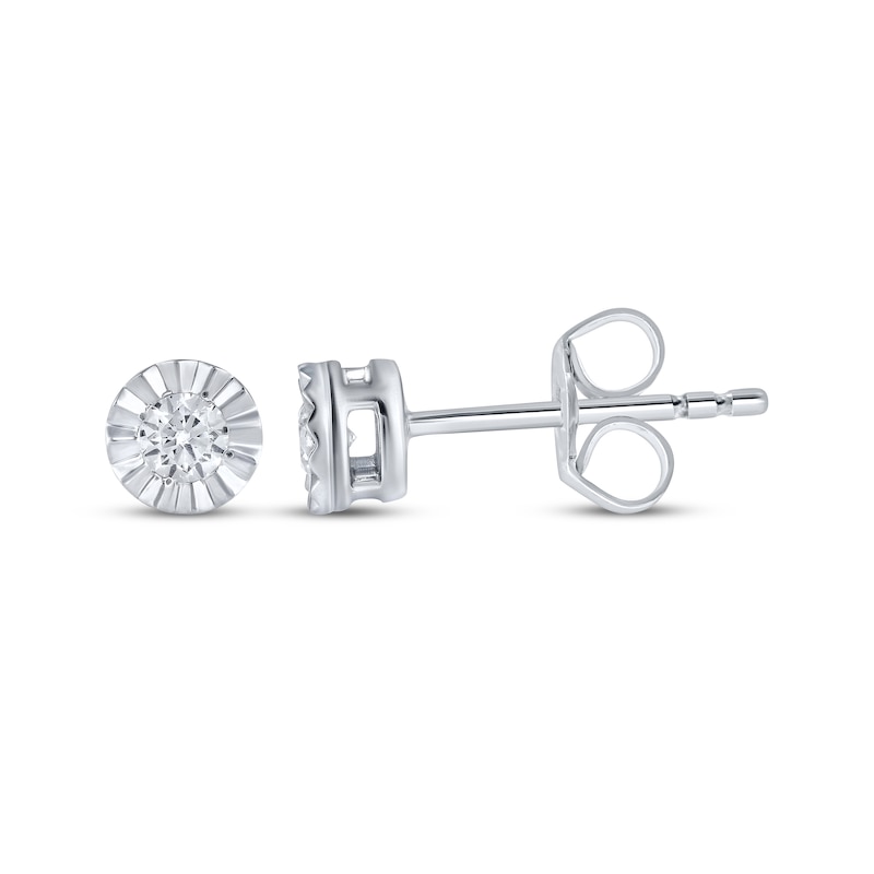 Main Image 1 of Round-Cut Diamond Solitaire Stud Earrings 1/6 ct tw Sterling Silver (J/I3)