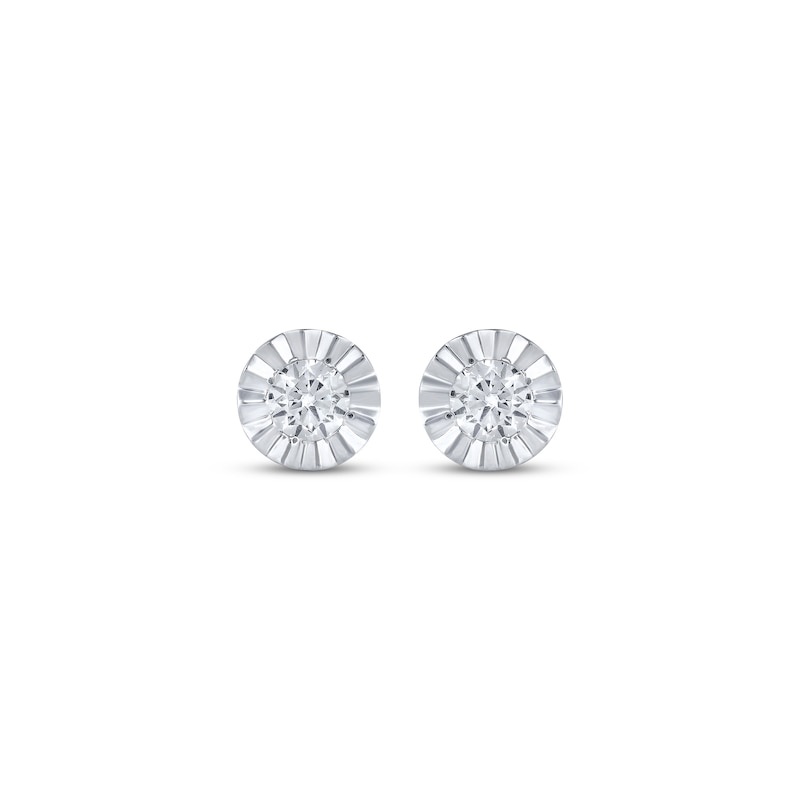 Main Image 2 of Round-Cut Diamond Solitaire Stud Earrings 1/6 ct tw Sterling Silver (J/I3)