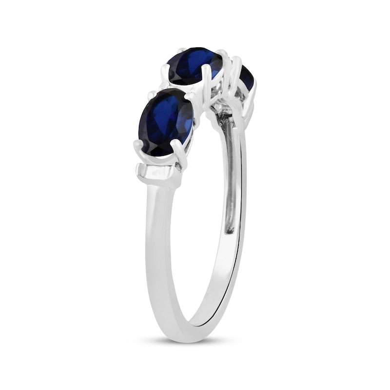 Main Image 2 of Oval-Cut Blue Lab-Created Sapphire & Diamond Accent Ring Sterling Silver