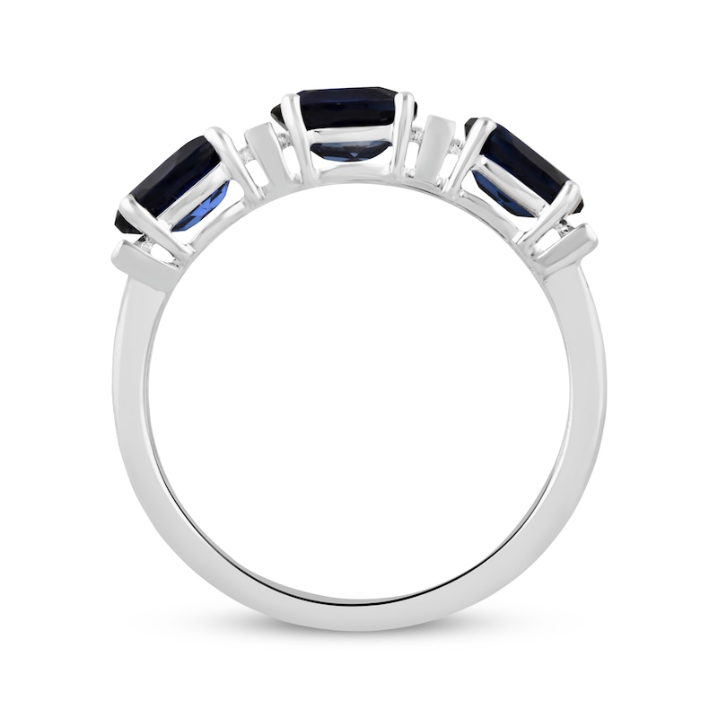 Main Image 3 of Oval-Cut Blue Lab-Created Sapphire & Diamond Accent Ring Sterling Silver