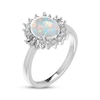 Thumbnail Image 2 of Oval-Cut Lab-Created Opal & White Lab-Created Sapphire Starburst Ring Sterling Silver