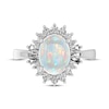 Thumbnail Image 3 of Oval-Cut Lab-Created Opal & White Lab-Created Sapphire Starburst Ring Sterling Silver