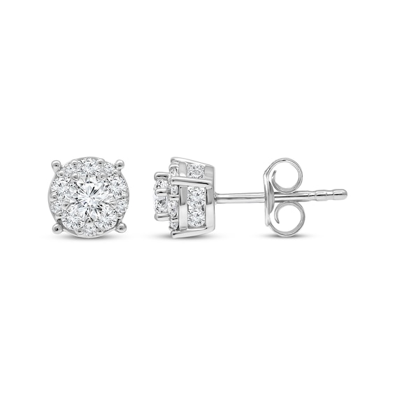 Lab-Created Diamonds by KAY Halo Stud Earrings 1 ct tw 10K White Gold