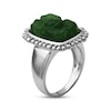 Thumbnail Image 2 of Cushion-Shaped Nephrite Jade Flower Ring Sterling Silver