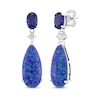 Thumbnail Image 1 of Pear-Shaped Black Lab-Created Opal, Blue & White Lab-Created Sapphire Drop Earrings Sterling Silver