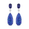 Thumbnail Image 2 of Pear-Shaped Black Lab-Created Opal, Blue & White Lab-Created Sapphire Drop Earrings Sterling Silver