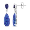 Thumbnail Image 3 of Pear-Shaped Black Lab-Created Opal, Blue & White Lab-Created Sapphire Drop Earrings Sterling Silver