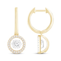 Unstoppable Love Diamond Hoop Halo Drop Earrings 1/2 ct tw 10K Yellow Gold