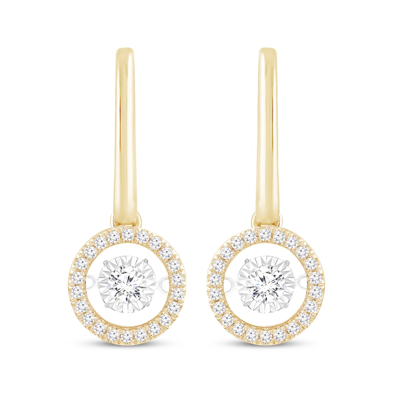 Unstoppable Love Diamond Hoop Halo Drop Earrings 1/2 ct tw 10K Yellow Gold