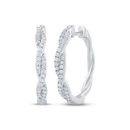 Diamond Twist Hoop Earrings 1/3 ct tw 10K White Gold