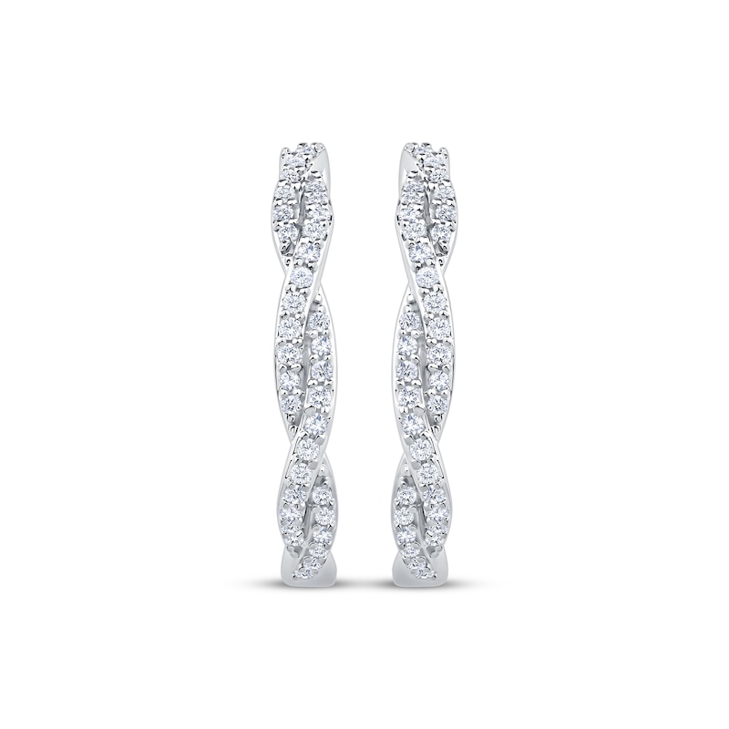 Main Image 2 of Diamond Twist Hoop Earrings 1/3 ct tw 10K White Gold