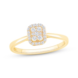 Diamond Cushion Halo Promise Ring 1/6 ct tw 10K Yellow Gold