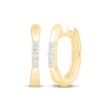 Thumbnail Image 0 of Diamond Three-Stone Pinched Hoop Earrings 1/10 ct tw 10K Yellow Gold