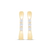 Thumbnail Image 1 of Diamond Three-Stone Pinched Hoop Earrings 1/10 ct tw 10K Yellow Gold