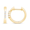 Thumbnail Image 2 of Diamond Three-Stone Pinched Hoop Earrings 1/10 ct tw 10K Yellow Gold