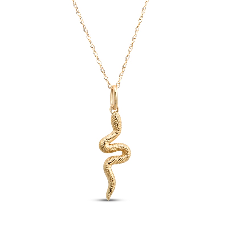 Main Image 1 of Textured Snake Necklace 14K Yellow Gold 18&quot;