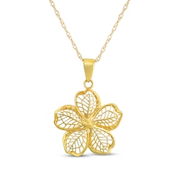 Filigree Island Flower Necklace 10K Yellow Gold 18&quot;